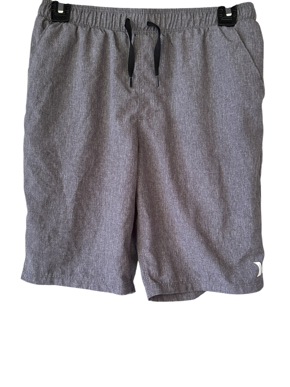 Hurley Heather Gray Athletic Drawstring Shorts with Black Tie size 12/13